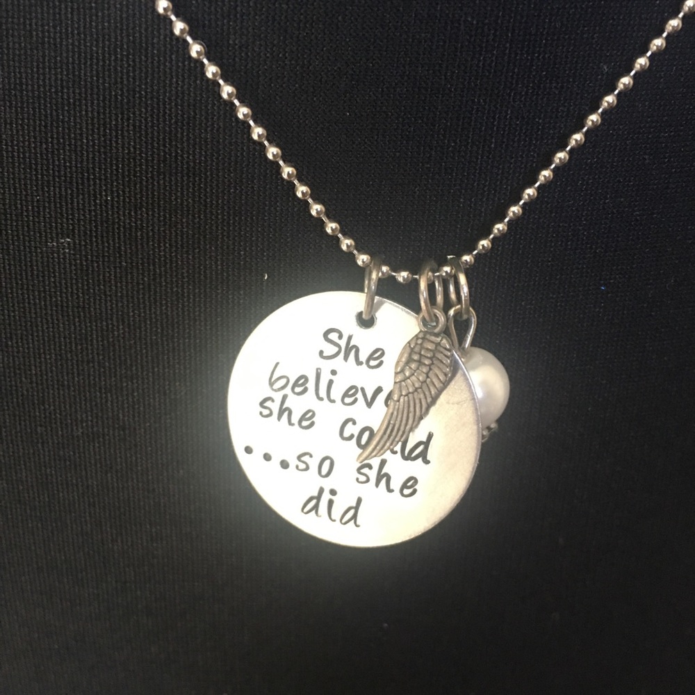She Believed She Could charm necklace